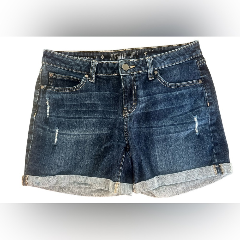 Jennifer Lopez Dark Blue BOYFRIEND Jean Shorts 🩳 - Picture 6 of 7